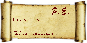Patik Erik névjegykártya